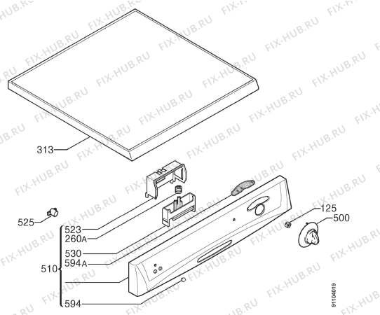 Взрыв-схема посудомоечной машины Electrolux DW125W - Схема узла Command panel 037