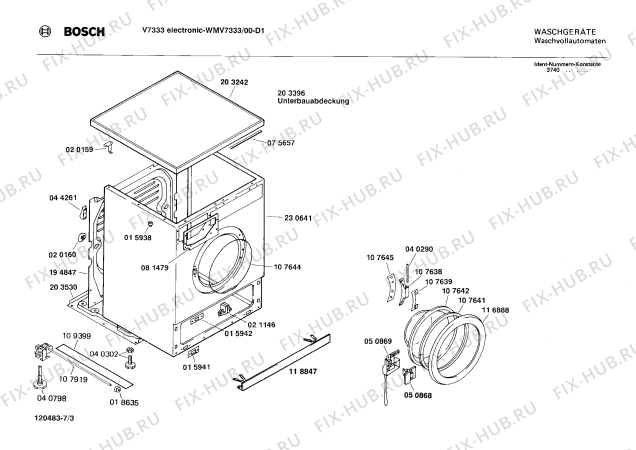 Взрыв-схема стиральной машины Bosch WMV7333 - Схема узла 03