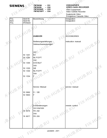 Схема №2 FM762Y6FF с изображением Инструкция по эксплуатации для телевизора Siemens 00531332
