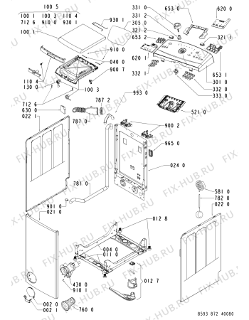 Схема №1 AWE 8728 с изображением Блок управления для стиральной машины Whirlpool 480111100848