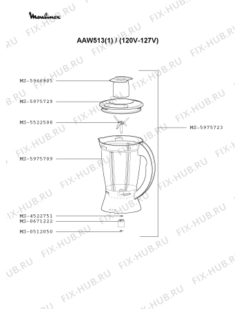 Схема №1 AAW513(1) с изображением Объединение для электромиксера Moulinex MS-0671222