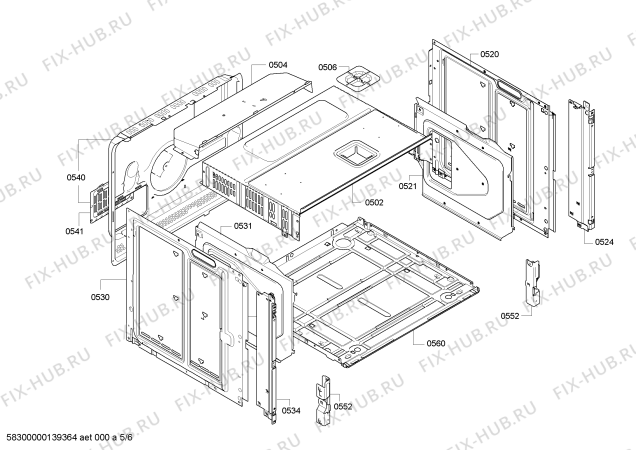 Взрыв-схема плиты (духовки) Siemens HB76LA560F - Схема узла 05