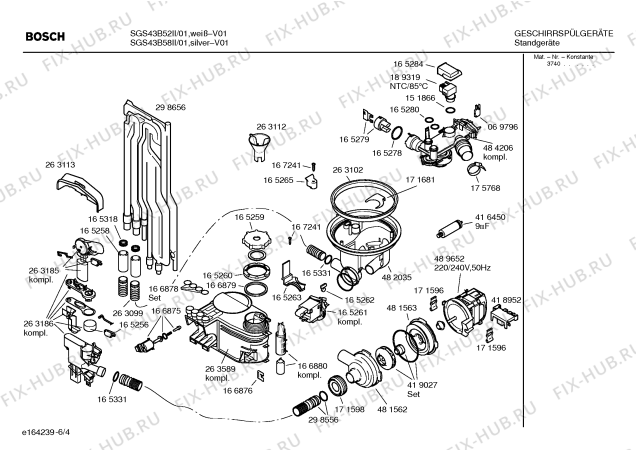 Взрыв-схема посудомоечной машины Bosch SGS43B58II (to be decided) - Схема узла 04