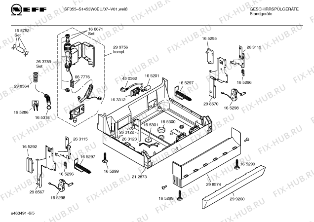 Взрыв-схема посудомоечной машины Neff S1453W0EU SF355 - Схема узла 05