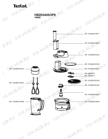 Схема №1 HB203530/3P0 с изображением Ручка регулировки для электромиксера Tefal FS-9100023084