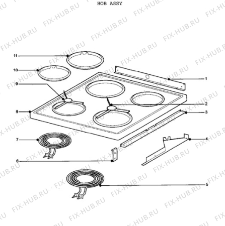 Взрыв-схема плиты (духовки) Tricity Bendix SB200/1 - Схема узла Hob 271