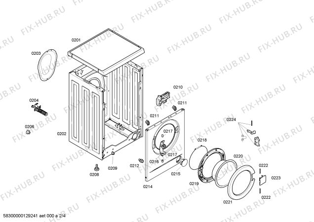 Взрыв-схема стиральной машины Bosch WAA28162FN - Схема узла 02