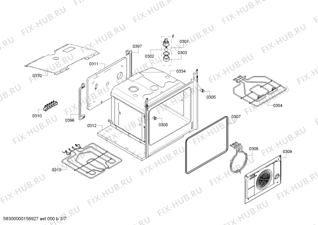 Взрыв-схема плиты (духовки) Bosch HCE748361U - Схема узла 03