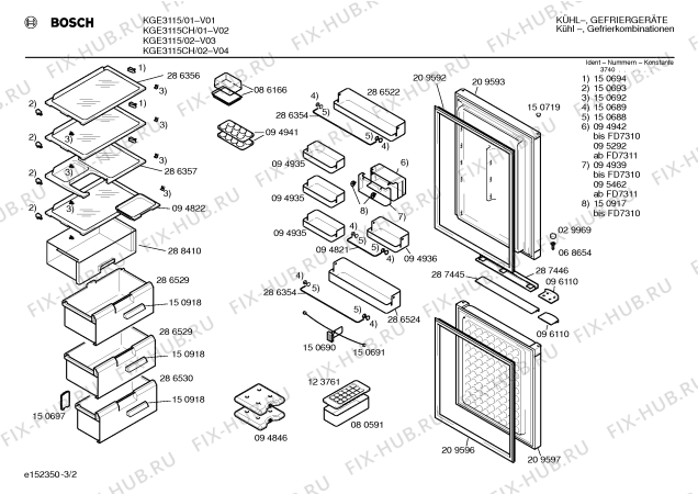 Взрыв-схема холодильника Bosch KGE3115 - Схема узла 02