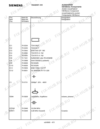 Схема №1 RA420G7 с изображением Сервисная инструкция для звукотехники Siemens 00535690