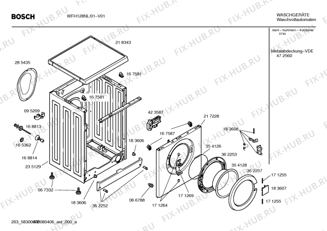 Взрыв-схема стиральной машины Bosch WFH128NL AquaStar 1200 - Схема узла 02