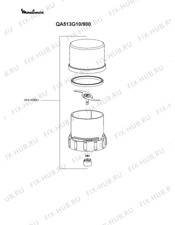 Взрыв-схема кухонного комбайна Moulinex QA513G10/900 - Схема узла XP005943.3P6