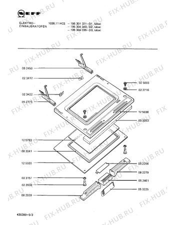 Взрыв-схема плиты (духовки) Neff 195301321 1038.11HCS - Схема узла 03