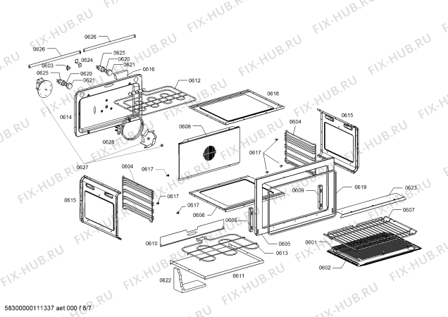 Схема №1 F3430N0NL Neff с изображением Цокольная панель для плиты (духовки) Bosch 00475667