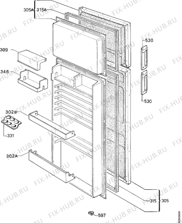 Взрыв-схема холодильника Frigidaire RF2252C - Схема узла Door 003