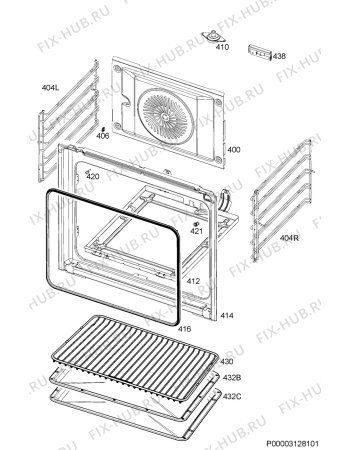 Взрыв-схема плиты (духовки) Aeg BD430C - Схема узла Oven