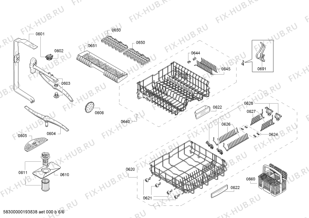 Взрыв-схема посудомоечной машины Bosch SMI86L15DE, Exclusiv - Схема узла 06