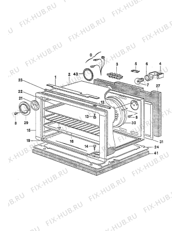 Взрыв-схема плиты (духовки) Electrolux EK6463/1 - Схема узла Oven equipment