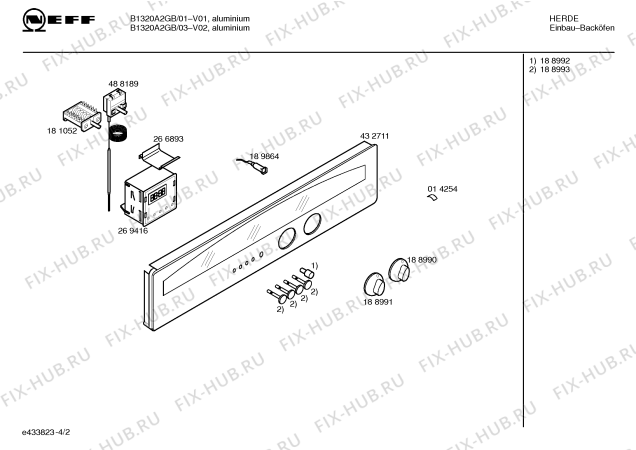 Схема №1 B1320A2GB с изображением Кнопка для электропечи Bosch 00188993