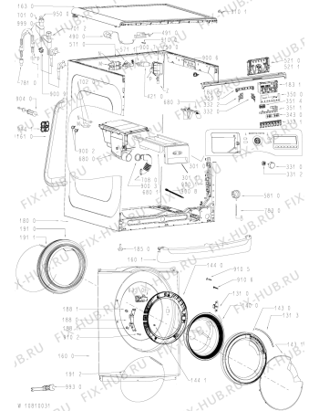 Схема №1 AWOE 9140 с изображением Блок управления для стиральной машины Whirlpool 481010722534