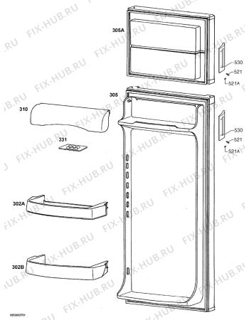 Взрыв-схема холодильника Zanker ZKK1907W - Схема узла Door 003