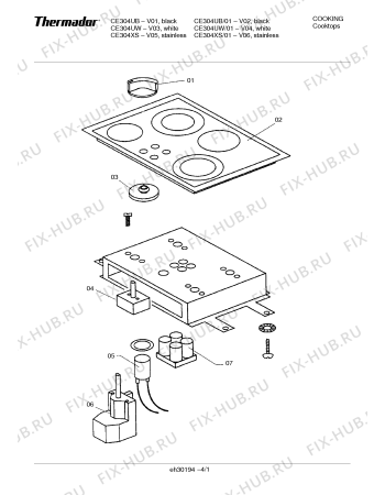 Схема №1 CE304UW CE304UB с изображением Стеклокерамика для плиты (духовки) Bosch 00238574