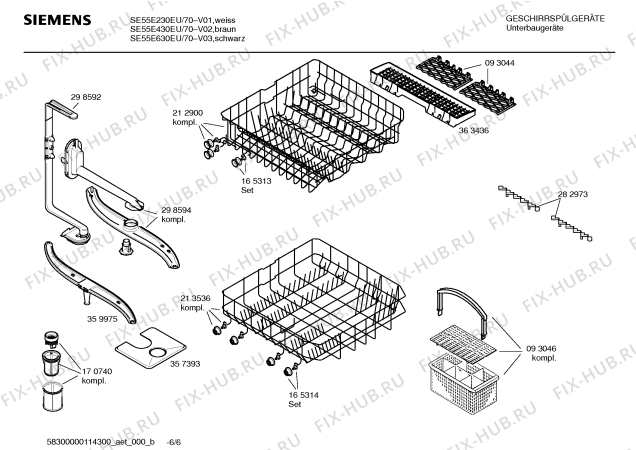 Схема №1 SE55E630EU с изображением Инструкция по эксплуатации для посудомоечной машины Siemens 00587924