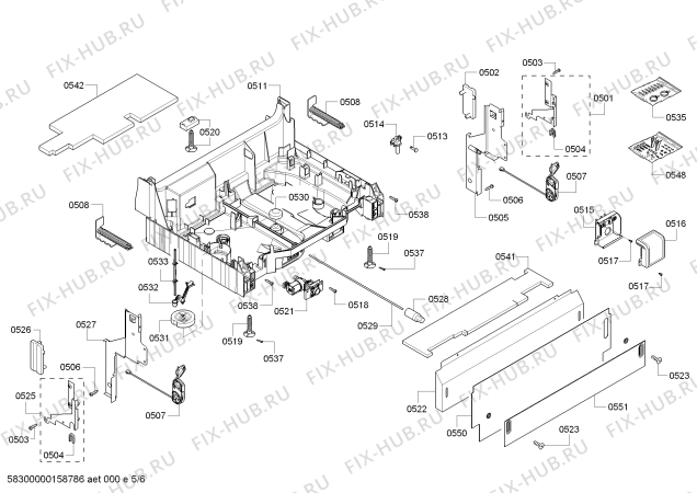 Взрыв-схема посудомоечной машины Bosch SHV55R53UC SilencePlus 46dBA - Схема узла 05