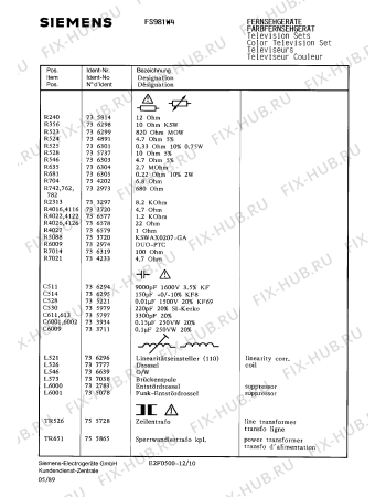 Взрыв-схема телевизора Siemens FS981W4 - Схема узла 10