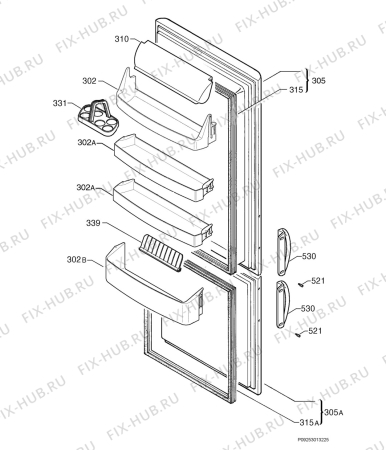 Взрыв-схема холодильника Electrolux ER7633B - Схема узла Door 003