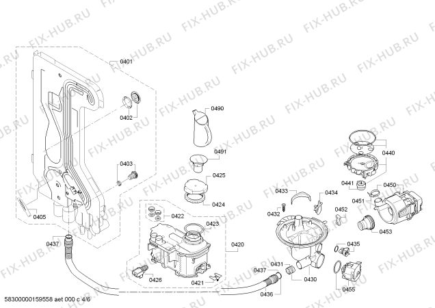 Взрыв-схема посудомоечной машины Siemens SN48M554DE Extraklasse - Схема узла 04