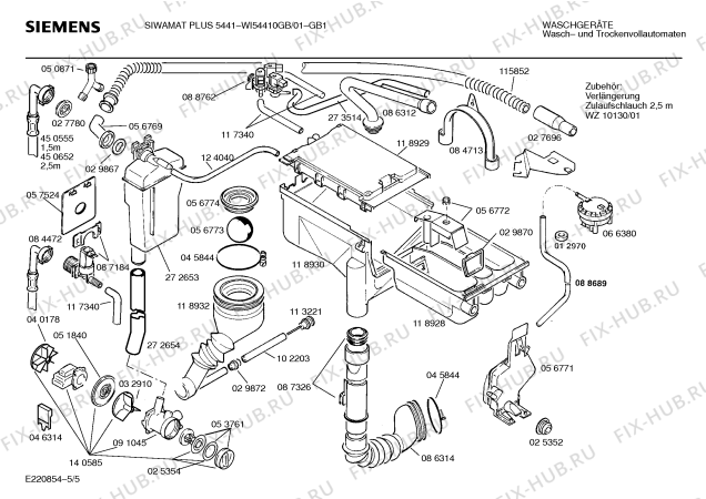 Взрыв-схема стиральной машины Siemens WI54410GB SIWAMAT PLUS 5441 - Схема узла 05