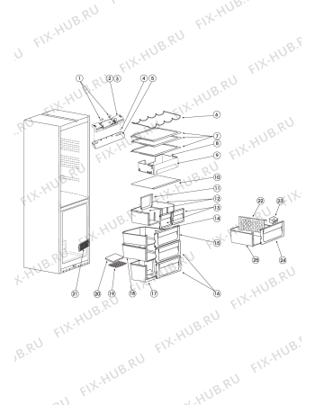 Взрыв-схема холодильника Hotpoint-Ariston RMBH1200F (F054029) - Схема узла