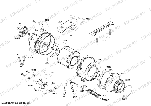 Взрыв-схема стиральной машины Bosch WAE28360SN Bosch Maxx7 - Схема узла 03