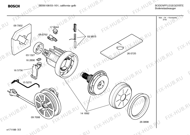 Взрыв-схема пылесоса Bosch BBS6108 ACTIVA 61 - Схема узла 02