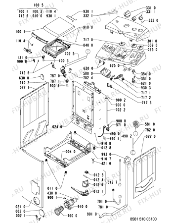 Схема №1 AWT 5108 с изображением Обшивка для стиральной машины Whirlpool 481245211076