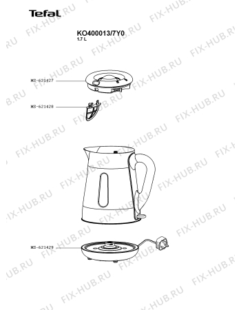 Схема №1 KO400013/7Y0 с изображением Крышка для электрочайника Tefal MS-621427