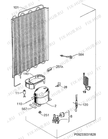 Взрыв-схема холодильника Zoppas PBT23420SK - Схема узла Cooling system 017