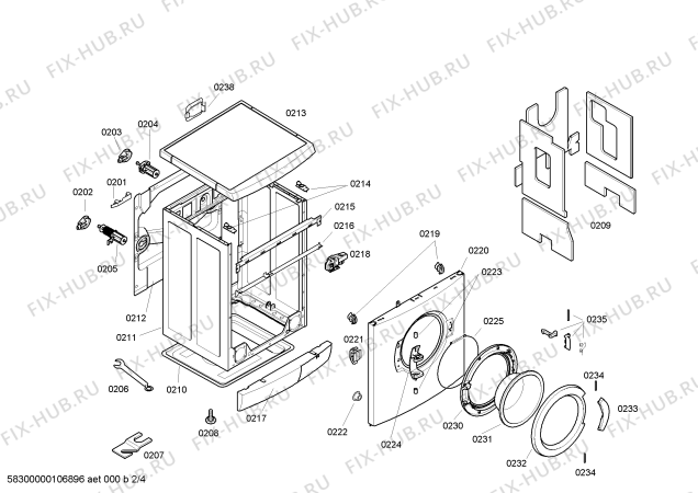Схема №1 WFL160ANL Exclusiv Maxx WFL160 A с изображением Бак для стиралки Bosch 00242723