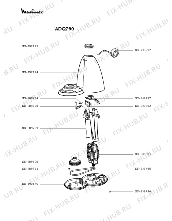 Взрыв-схема детских весов и аксессуаров Moulinex ADQ760 - Схема узла TP003052.1P2