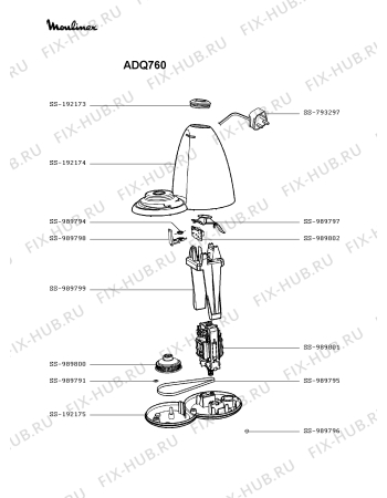 Схема №1 ADQ740 с изображением Часть корпуса для электровесов Moulinex SS-192174
