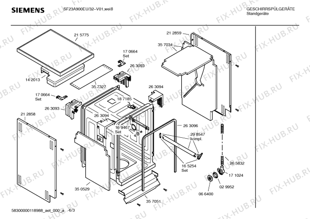 Схема №1 SF23A900EU с изображением Инструкция по эксплуатации для электропосудомоечной машины Siemens 00589749