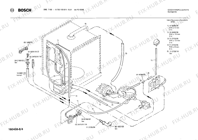 Схема №1 0730100614 SMS7100 с изображением Панель для электропосудомоечной машины Bosch 00114156