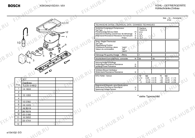 Взрыв-схема холодильника Bosch KSK34421SD - Схема узла 03