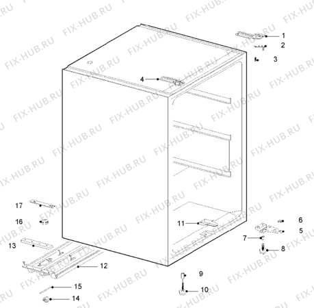 Взрыв-схема холодильника Quelle QF3E-3C - Схема узла Cabinet + armatures