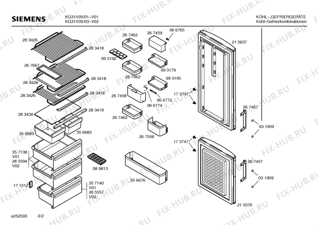 Взрыв-схема холодильника Siemens KG31V05 - Схема узла 02