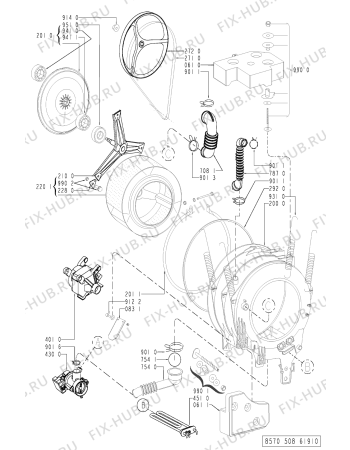 Схема №1 AWM 5080/4 с изображением Тумблер для стиральной машины Whirlpool 481228219329