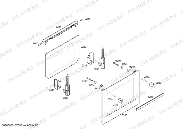 Взрыв-схема плиты (духовки) Bosch HBA42S350E H.BO.NP.L2D.IN.GLASS.B3/.X.E0_TIF/ - Схема узла 02