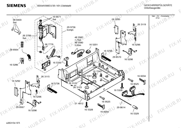 Взрыв-схема посудомоечной машины Siemens SE64A590EU - Схема узла 05