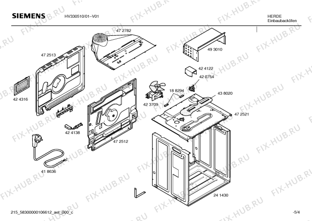 Взрыв-схема плиты (духовки) Siemens HV330510 - Схема узла 04